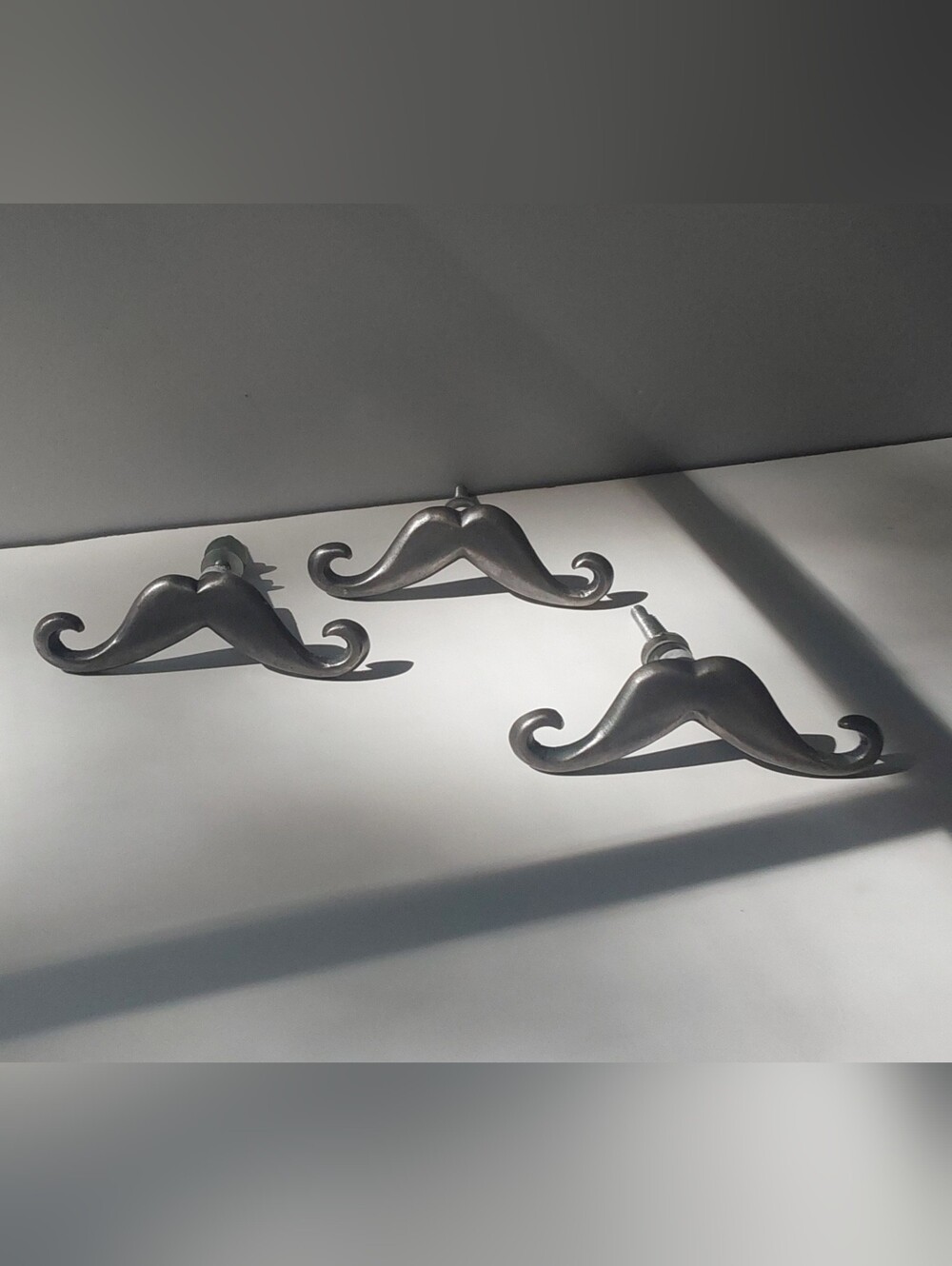 VTG Set (3) Mustache Drawer Pulls in Brushed Silver